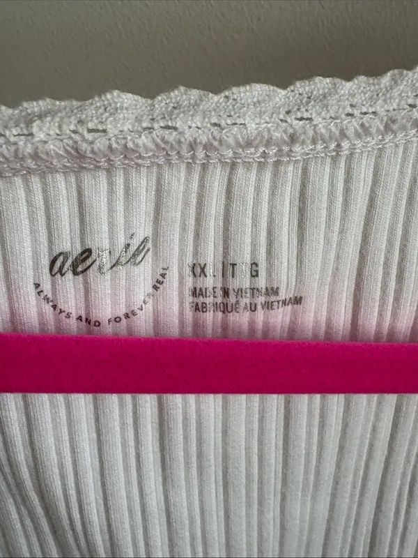 aerie White Ribbed Button-Front Tank - Image 3