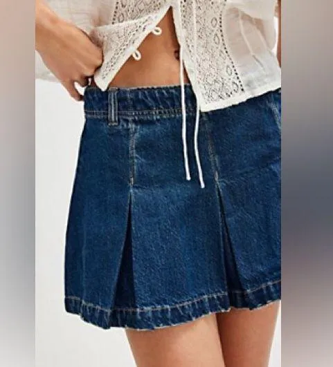 NWT we the free people Madison Ave denim mini skirt sz 31 wandering eyes 29 30 - Image 2