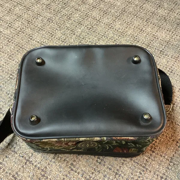 Vintage Compass Black Green Burgundy Floral Tapestry Shoulder Travel Luggage Bag - Image 4