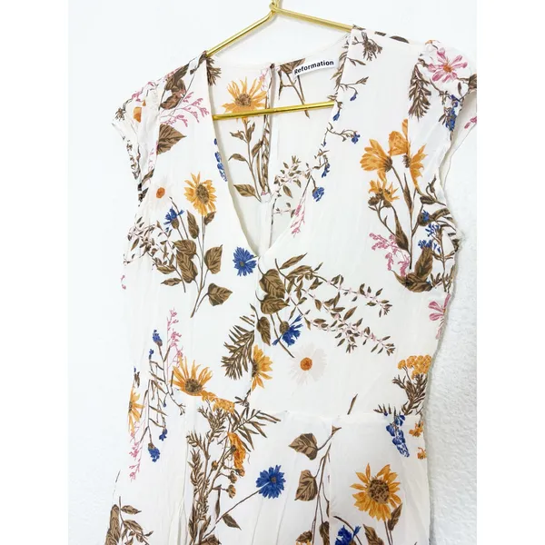 Reformation Deven Floral Print Ruffle Sleeve Mini Dress Feminine Coquette Chic - Image 8