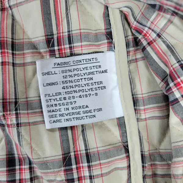 Julia Klein Quilted Jacket Large Beige Plaid Lined Preppy Equestrian Barn Coat - Image 7