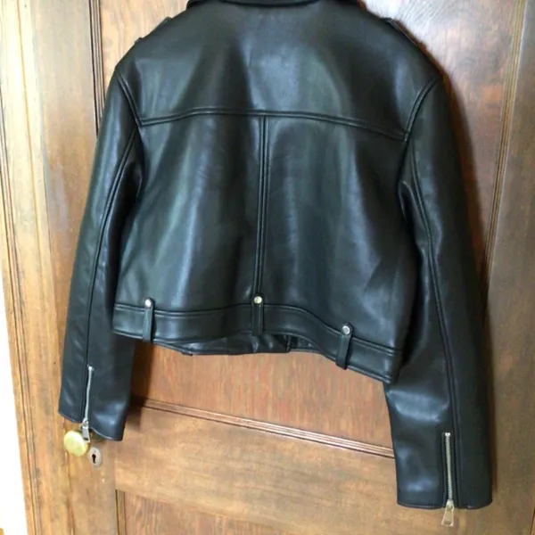 Nasty Gal Faux Leather Biker Jacket in Black sz 6 - Image 7