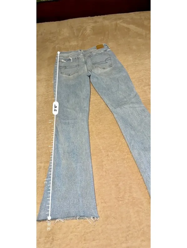 American Eagle Next Level Stretch Light Wash Distressed Flare Jeans - Image 4