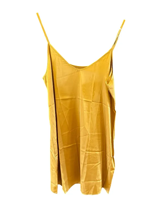 Women’s Satin Nightgown in Golden Mustard Yellow - Image 2
