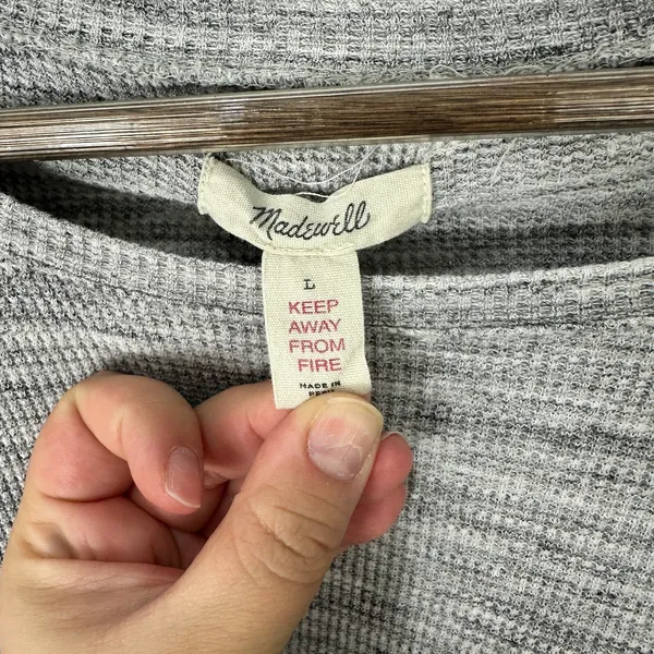 Madewell Waffle Knit Top L Gray Boxy Slouchy Drop Shoulder Minimalist‎ Lounge - Image 2