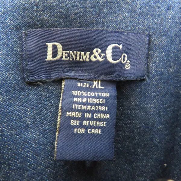 Denim & Co. 1990s Vintage Embellished Denim Jacket Jean Jacket Beaded Sequin XL - Image 5