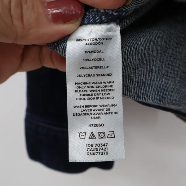 Ann Taylor Jacket Womens S Dark Blue Stretch Denim Trucker Excellent - Image 3