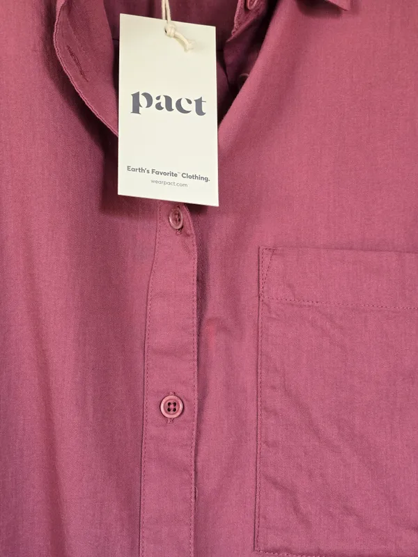 Pact Organic Cotton Relaxed Slub Long Sleeve Button Up Size L - Image 7