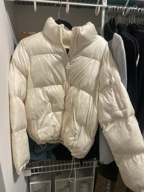 Cream Puffer Jacket Size L - Image 2