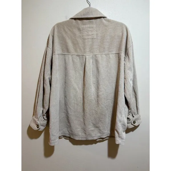 Aerie Size L Corduroy Shacket Shirt Jacket Cream Button Down Front - Image 7