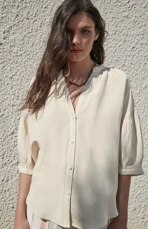 Zara Linen Blend Balloon Sleeve Top - Image 4