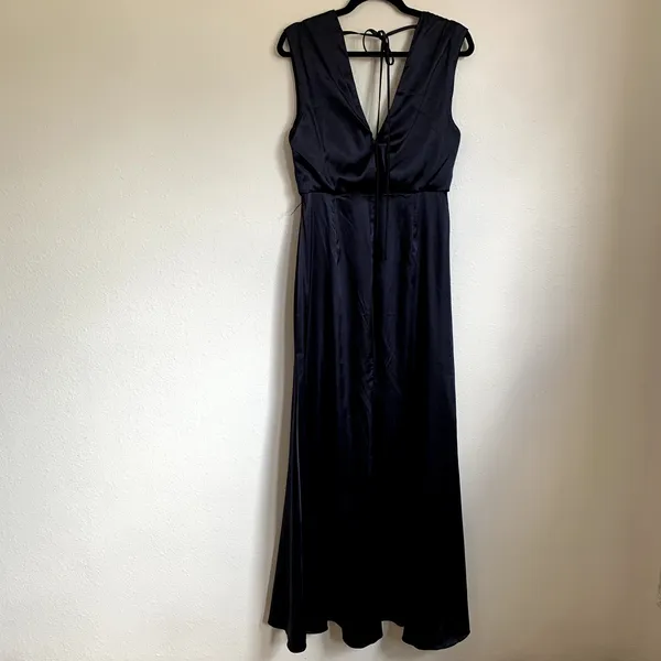 NWT Dessy Collection‎ Charmeuse Cap Sleeve Gown Dress in Midnight Blue - Image 5