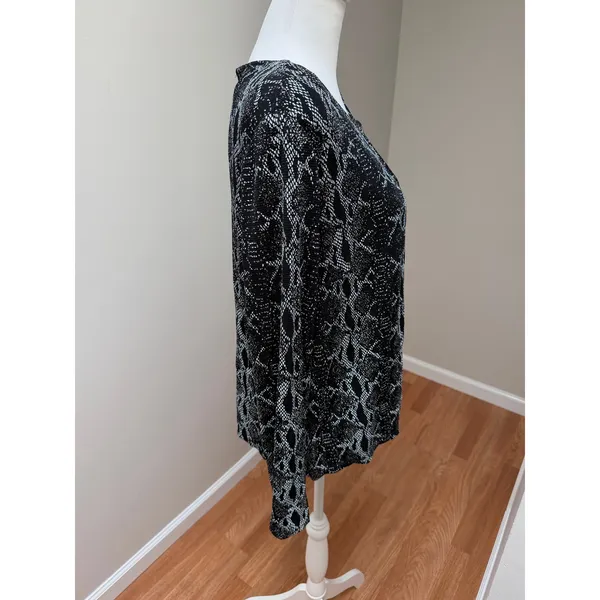Blu Sage Two Piece Cardigan Tank Set Black Sparkle Silver Snake Print Womens XL - Image 9