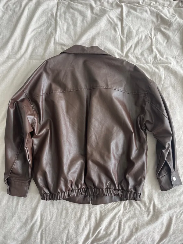 SHEIN Oversize Brown Leather Jacket - Image 2