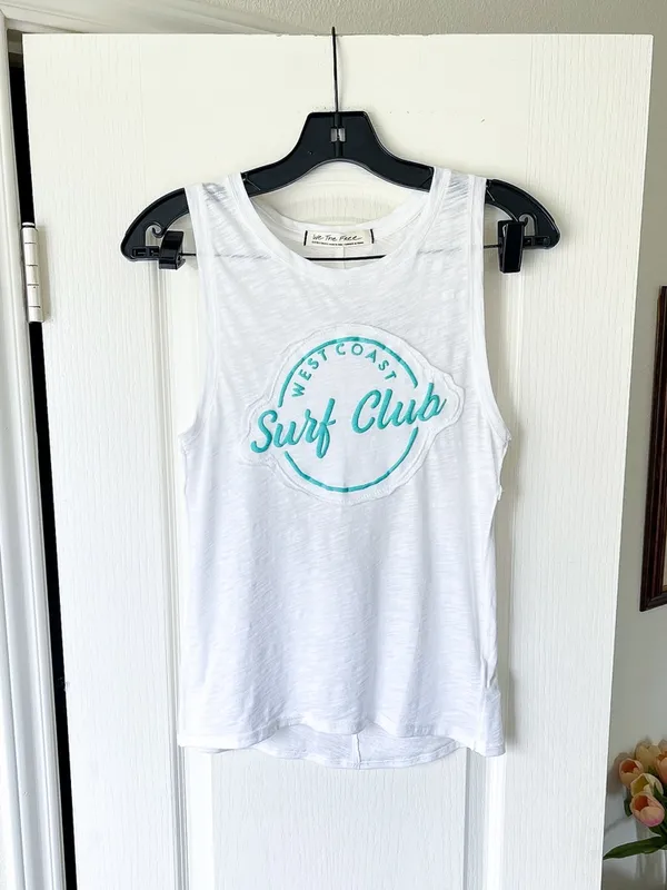 Free People Martine Surf Club Tank Graphic Slub Ivory‎ Combo XS NWT - Image 3