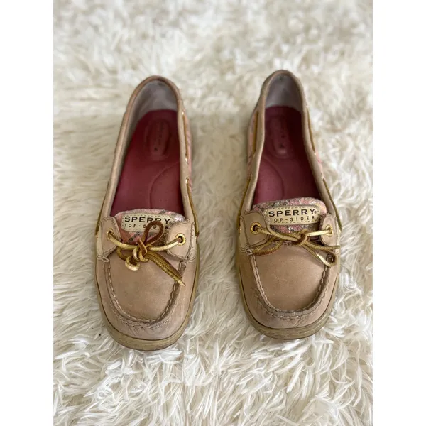 Sperry Top-Sider Boat Shoes Leather Pink Sequins‎ Women's Size 8M - Image 2