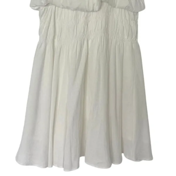 Glam White Halter Drop Waist Dress Sleeveless Ruffle Mini Dress Size Medium - Image 6