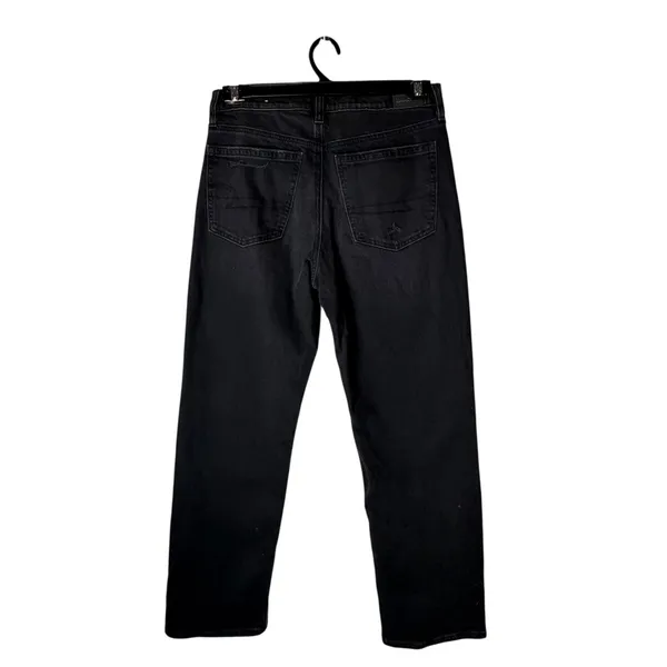 American Eagle Jeans Women 6 Washed Black Mom Jeans Straight Distressed Stretch‎ - Image 2