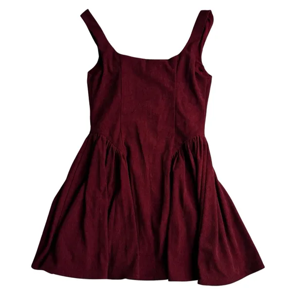 Altar'd State Ollie Mini Dress Burgundy Corduroy XS - Image 4