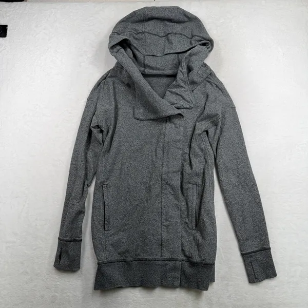 Lululemon 4 Wrap Up Jacket Heathered Gray Hoodie Wrapper French Terry Relaxed - Image 3