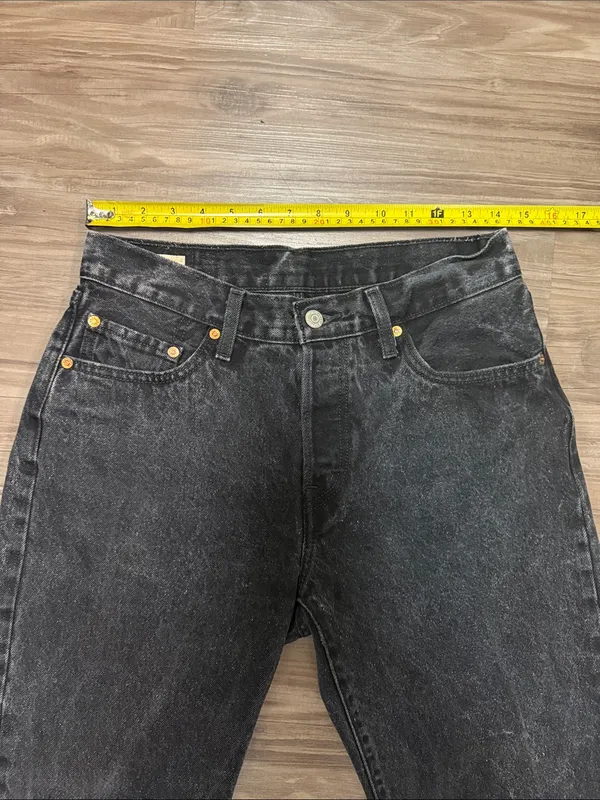 Levi's Premium 501 90s Jeans 28 Fits 29x28 Static Black Noise Grunge $98 - Image 9
