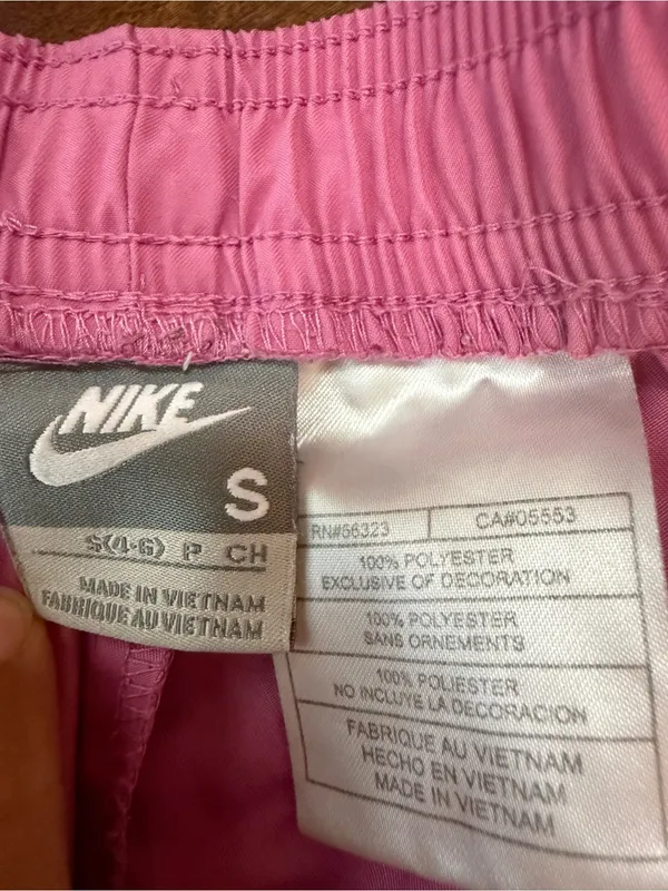 Nike Pink Shorts with White Logo Size Small - Image 3