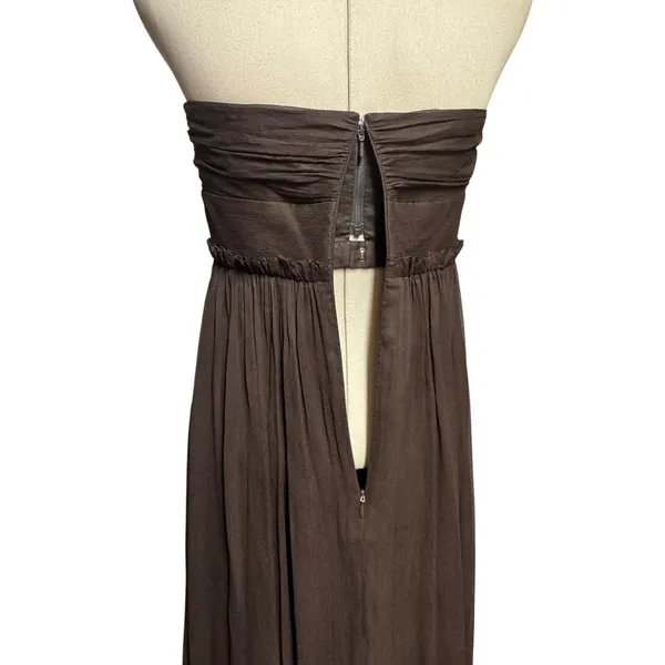 J.Crew Silk Chiffon Whitney Strapless Gown Dress Espresso Brown 6 - Image 6