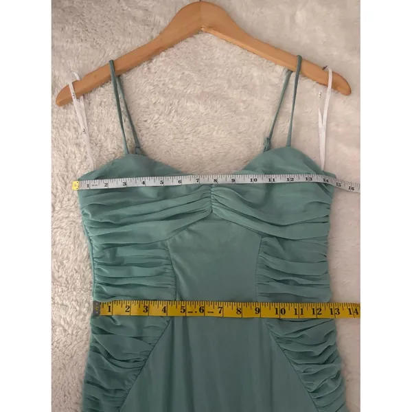 Lulus Giorgina Sage Mesh Gathered Trumpet Midi Dress Size Medium Cocktail Sexy - Image 7