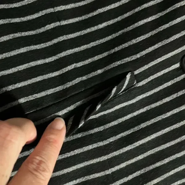 Sandro Studio blazer jacket black striped stretchy buttons petite medium‎ chic - Image 5