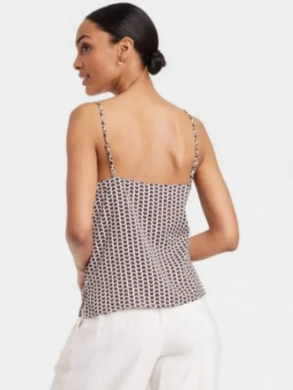 A New Day Women’s Size XXL Matte Satin Cami Camisole Tank Top White Dark Brown - Image 2