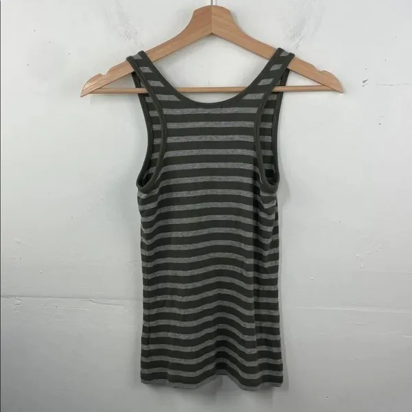 ATM Anthony Thomas Melillo Olive and Gray Striped Tank Top - Image 10