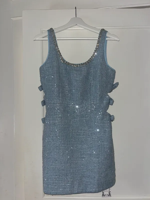 Miss Rossier Blue Tweed Dress - Image 2