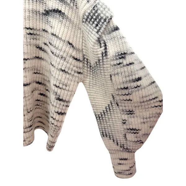 Varley Belgrave Dalmation Knit Mock Neck Sweater Balloon Sleeve Marled M Relaxed - Image 3