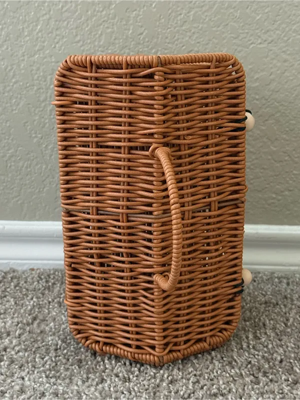 Vintage Style Wicker House Handbag Brown Cottagecore Basket Purse Picnic Woven - Image 10
