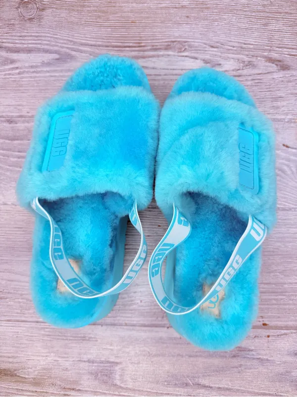 UGG Women's Disco Platform Slide Tide Pool 9 fluffy wool sandals shoes slip on - Image 10