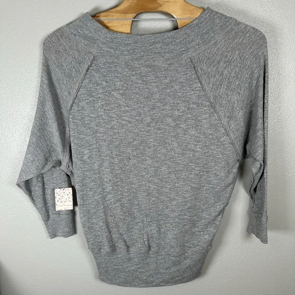 NEW We The Free People Palisades Thermal Pullover Top Size Medium Boat Neck Grey - Image 2