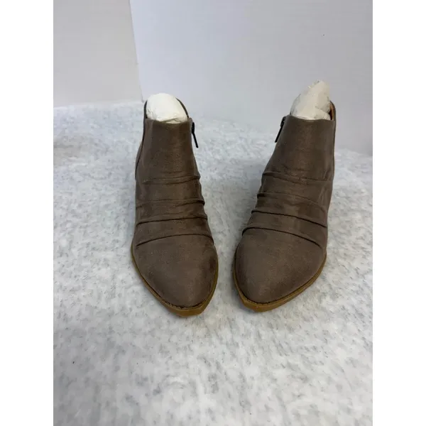 LifeStride Reba Doe Ecomicro Ruched Ankle Booties Taupe Brown Women 6‎ M NEW - Image 2