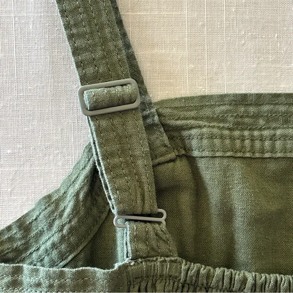 Old Navy Women’s Romper whit pockets and belt Sz M Green Linen Viscose 3" Inseam - Image 12