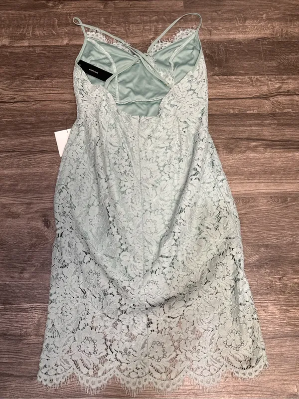 Lulus Light Blue Floral Lace Open Back Mini Dress NWT - Image 10