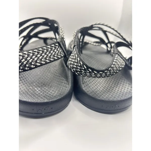 Chaco Z Cloud 2 Women 7 Boost Black White Chevron Strappy Toe Loop Sport Sandals - Image 6