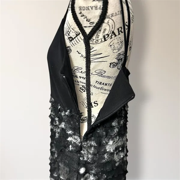 Joseph Ribkoff Black Silver Metallic Ruffle Dress Homecoming Cocktail Party‎ 12 - Image 8