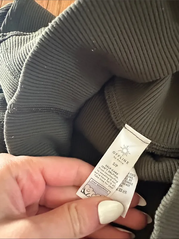 Aerie Ribbed High-Waist Leggings in Olive Green - Image 3