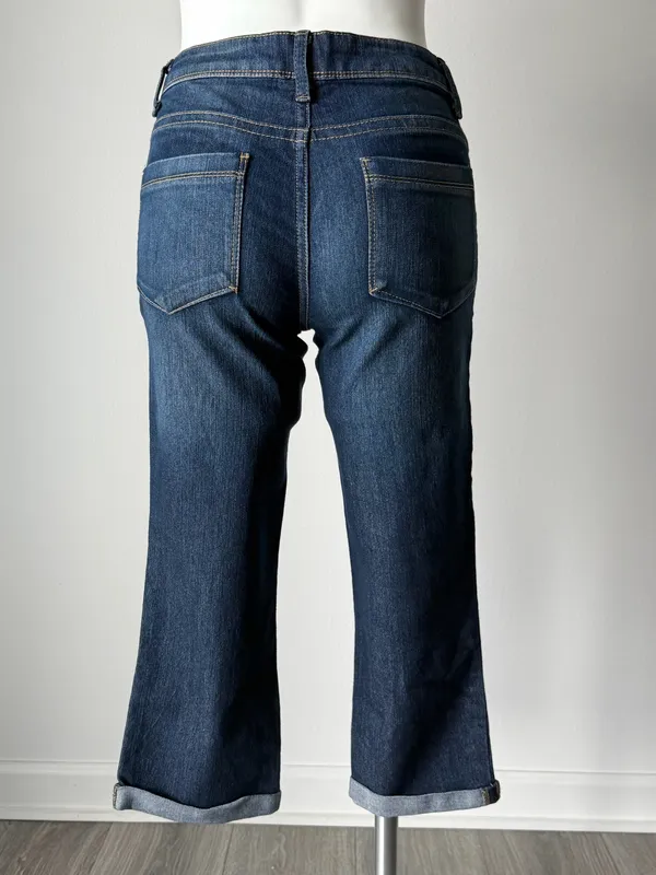 Faded Glory Dark Blue Cuffed Capri Jeans  - Image 6