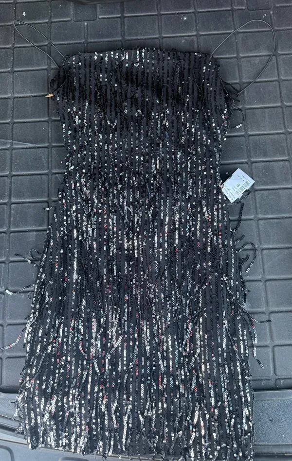 Edge Fringe Sequin Mini Dress - Image 2