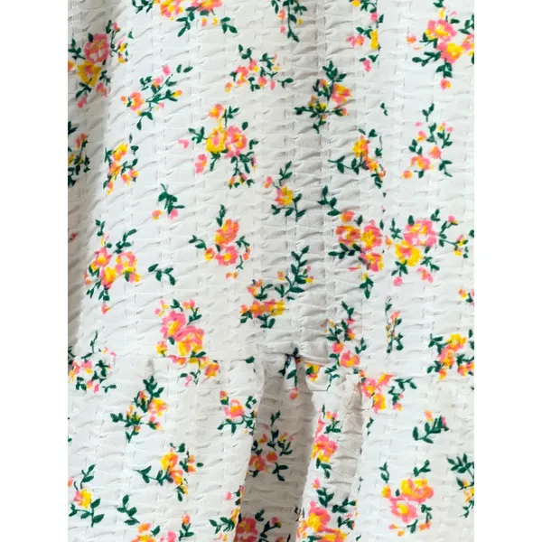 ASOS Dress Sz 16 Floral Smocked‎ Babydoll Crepe Puff Sleeve Tiered Boho - Image 5