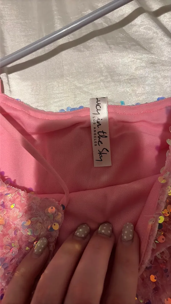 Pink Sequin Lucy in the Sky Dress - Image 4