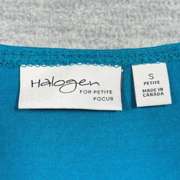 Y2K Tank Top Size S Petite Halogen Lace Trim Tank Top Teal Blue Stretch - Image 3