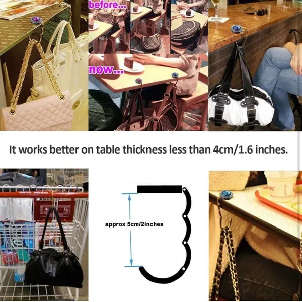 Purple purse shape Premium Foldable Handbag Bag Purse Hanger Table Hook Holder - Image 9