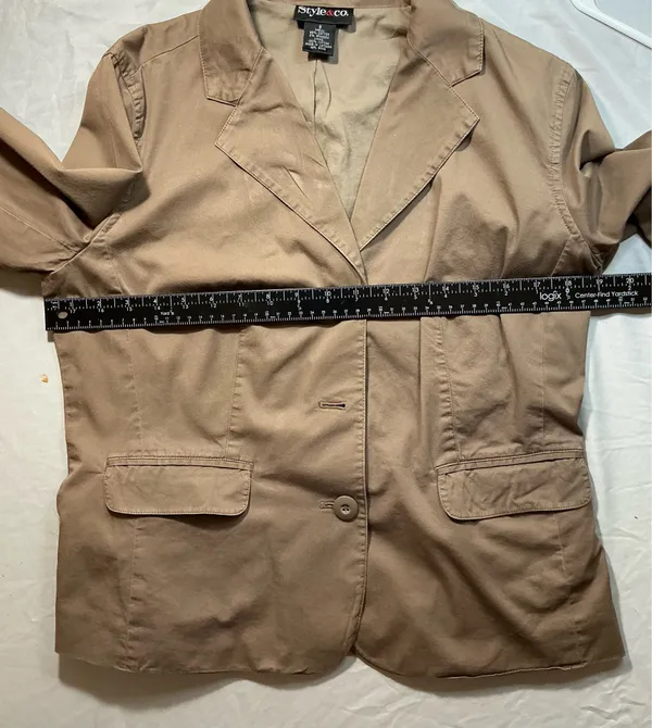 Style & Co. Brown Cotton Blend Twill Blazer Jacket Size S - Image 4