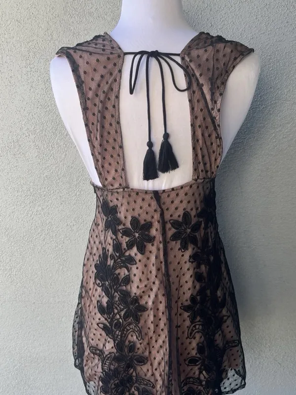 Free people Sheer Black Lace Overlay Mini Dress - Image 5